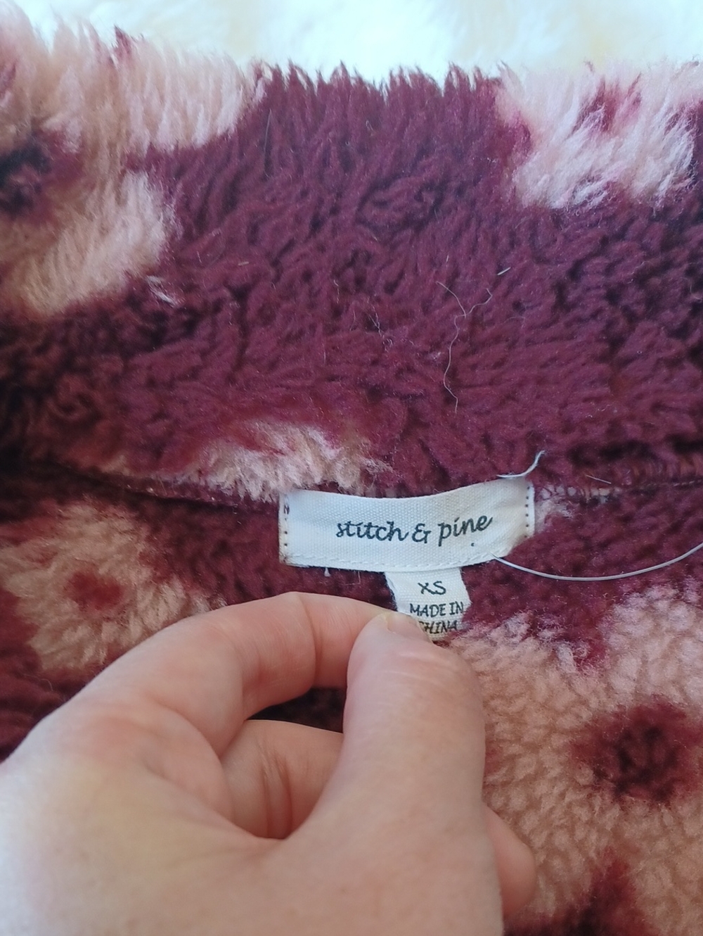 Women’s Burgundy Floral Sherpa Half-Zip Jacket - Picture 11 of 11
